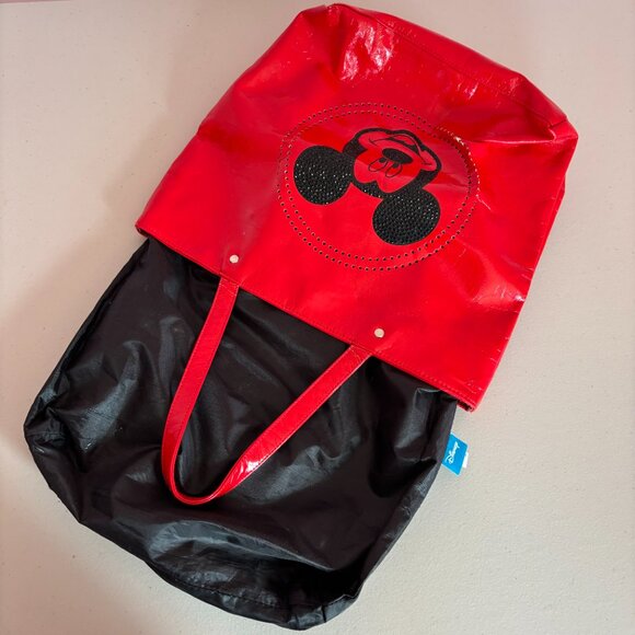 Mickey Mouse Disney Red Bedazzled Red Patent Leather Tote Bag - Picture 12 of 12
